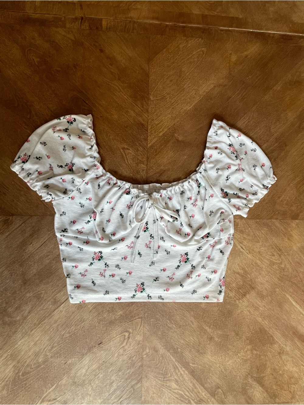 🌸✨ SHEIN Floral Ditsy Print Puff Sleeve Crop Top — So Cute & Cottagecore! 🌿🎀